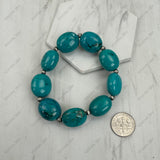 BR251230-77            Silver Navajo pearl with green turquoise stone stretch Bracelet