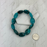 BR251230-79            Dark blue oval turquoise stone stretch Bracelet