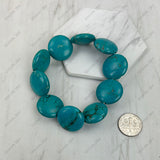 BR251230-80             Blue flat circle turquoise stone stretch Bracelet
