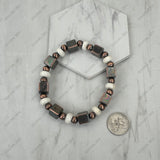 BR260121-05                             Copper Navajo pearl with blue roundel turquoise stone beads stretch Bracelet