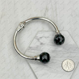 BRS240212-30                Silver metal with black crystal Bracelet
