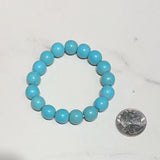 BRY250707-01                    12'' Blue turquoise stone beads straight Bracelet