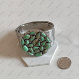 BRY251012-02-BLUE                Blue Turquoise stone round shape concho with silver metal Bangle