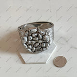 BRY251012-02-BLUE                Blue Turquoise stone round shape concho with silver metal Bangle