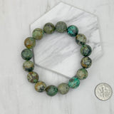 BRZ230905-05                       Green face cut agate beads Bracelet.