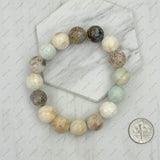 BRZ230905-09                 Light brown face cut agate beads Bracelet.