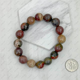 BRZ230905-10                     Dark brown face cut agate beads Bracelet.