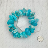 BRZ240708-08                     Blue jade stone flat nuggets bracelets