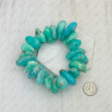 BRZ240708-08                     Blue jade stone flat nuggets bracelets