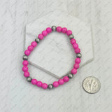 BRZ240708-23                   Blue turquoise stone and Silver Navajo pearl beads bracelet