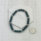 BRZ240708-27                      Black stone and Silver Navajo pearl beads bracelet