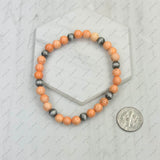 BRZ240708-27                      Black stone and Silver Navajo pearl beads bracelet