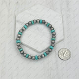 BRZ240708-33            Light pink roundel stone and silver Navajo pearl beads bracelet