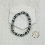 BRZ240708-36                  Hot pink roundel stone and silver Navajo pearl beads bracelet