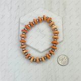 BRZ240708-43                                          Blue flat roundel turquoise stone and copper Navajo pearl beads bracelet