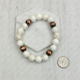 BRZ240708-50                        Blue turquoise stone and copper Navajo pearl beads bracelet