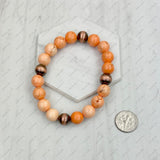 BRZ240708-50                        Blue turquoise stone and copper Navajo pearl beads bracelet