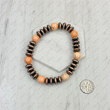 BRZ240708-58                        Blue turquoise stone and copper Navajo pearl beads bracelet