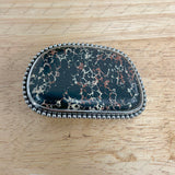 BUK250123-01-BLACK              Big Silver metal with black turquoise stone Belt Buckle