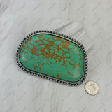 BUK250123-03                 Large Silver metal with green turquoise stone Belt buckle