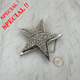 BUK260119-02                            Silver metal with clear crystal beads Star Belt Buckle