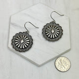 CER220905-10-SILVER                Silver meral flower concho Earrings