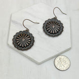 CER220905-11-COPPER             Copper meral flower concho Earrings