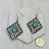 CER240805-03-SILVER-BLUE          Silver metal with blue turquoise stone Earrings