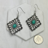 CER240805-03-SILVER-BLUE          Silver metal with blue turquoise stone Earrings