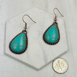 CER240805-04-COPPER-BLUE           Copper metal with blue turquoise stone Earrings