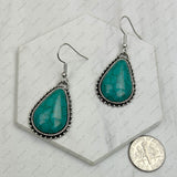 CER240805-04-SILVER-BLUE          Silver metal with blue turquoise stone Earrings