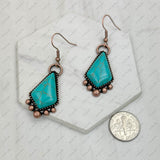 CER240805-05-COPPER-BLUE         Copper metal with blue turquoise stone Earrings
