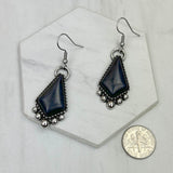 CER240805-05-SILVER-BLUE          Silver metal with blue turquoise stone Earrings