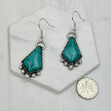 CER240805-05-SILVER-BLUE          Silver metal with blue turquoise stone Earrings