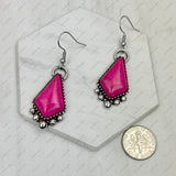 CER240805-05-SILVER-BLUE          Silver metal with blue turquoise stone Earrings