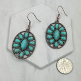 CER240805-06-COPPER-BLUE           Copper metal with blue turquoise stone Earrings