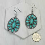 CER240805-06-SILVER-BLUE          Silver metal with blue turquoise stone Earrings