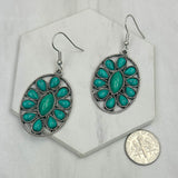 CER240805-06-SILVER-BLUE          Silver metal with blue turquoise stone Earrings