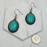 CER240805-07-COPPER-BLUE           Copper metal with blue turquoise stone Earrings