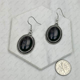 CER240805-07-SILVER-BLUE          Silver metal with blue turquoise stone Earrings
