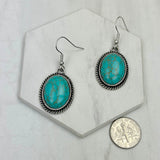 CER240805-07-SILVER-BLUE          Silver metal with blue turquoise stone Earrings