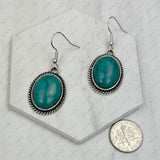 CER240805-07-SILVER-BLUE          Silver metal with blue turquoise stone Earrings