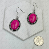 CER240805-07-SILVER-BLUE          Silver metal with blue turquoise stone Earrings