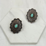 CER240805-08-COPPER-BLUE           Copper metal with blue turquoise stone Earrings