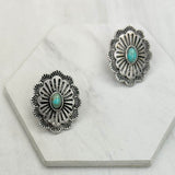 CER240805-08-SILVER-BLUE          Silver metal with blue turquoise stone Earrings