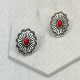 CER240805-08-SILVER-BLUE          Silver metal with blue turquoise stone Earrings