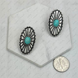 CER240805-09-SILVER-BLUE          Silver metal with blue turquoise stone Earrings