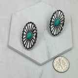 CER240805-09-SILVER-BLUE          Silver metal with blue turquoise stone Earrings