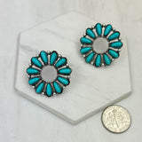 CER240805-10-SILVER-BLUE          Silver metal with blue turquoise stone Earrings