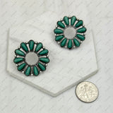 CER240805-10-SILVER-BLUE          Silver metal with blue turquoise stone Earrings